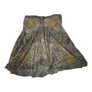 Garnet Hill Brown and Green paisley. Flowy strapless tankini